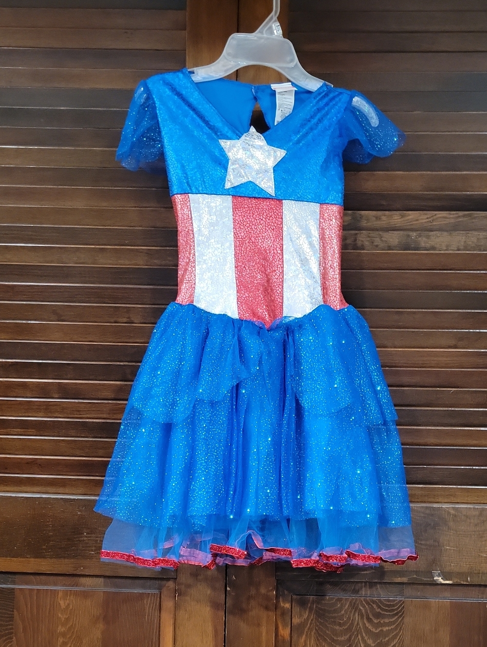 Marvel Blue and Red Glitter Superhero Dress with Silver Star